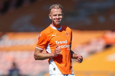 Jordan Rhodes of Blackpool reacts during the Pre-season friendly match Blackpool vs Sunderland at Bloomfield Road, Blackpool, United Kingdom, 27th July 2024