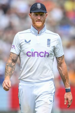 İngiltere 'den Ben Stokes, 3. Rothesay Test Maçı' nda İngiltere, Edgbaston, Birmingham, Birleşik Krallık 'ta Batı Hint Adaları' na karşı, 28 Temmuz 2024