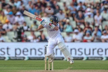 Ollie Pope of England jumps out the way of a bouncer from Jayden Seales of West Indies during the 3rd Rothesay Test Match Day One match England vs West Indies at Edgbaston, Birmingham, United Kingdom, 26th July 2024