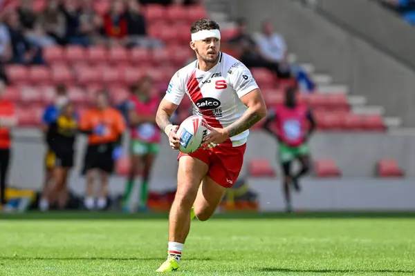 stock image Oli Partington of Salford Red Devils in action during the Betfred Super League Round 19 match Salford Red Devils vs Castleford Tigers at Salford Community Stadium, Eccles, United Kingdom, 27th July 2024