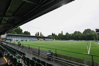 UEFA Şampiyonlar Ligi İkinci Eleme Turu öncesinde Park Hall Stadyumu 'nun genel bir görüntüsü 30 Temmuz 2024' te İngiltere 'nin Oswestry kentindeki Park Hall Stadyumu' nda The New Saints vs Ferencvros karşılaşması