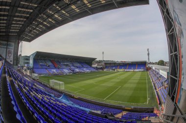 Prenton Park 'ın 30 Temmuz 2024' te İngiltere 'nin Birkenhead kentindeki Prenton Park' ta oynanan Tranmere Rovers-Blackpool maçındaki genel görüntüsü.