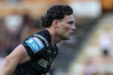 Leigh Leoparları 'ndan Lachlan Lam, Betfred Süper Lig 20. Raundunda ısınma turunda Castleford Tigers, Leigh Leopards' a karşı The Mend-A-Hose Jungle, Castleford, İngiltere, 1 Ağustos 2024