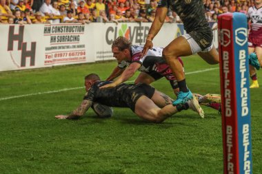 Leigh Leoparları 'ndan Josh Charnley, 1 Ağustos 2024' te İngiltere 'nin Castleford kentinde oynanan 20. Betfred Süper Lig karşılaşmasında Castleford Tigers, Leigh Leopards' a karşı oynuyor.