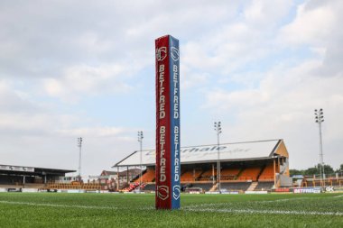 The Mend-A-Hose Jungle, Castleford, Birleşik Krallık, 1 Ağustos 2024 'te oynanan 20. Betfred Süper Lig karşılaşmasında Castleford Tigers, Leigh Leopards' a karşı oynuyor.