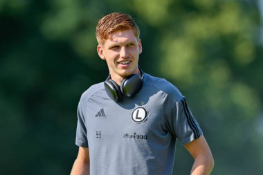 Legia Warszawa 'dan Jordan Majchrzak, UEFA Avrupa Konferans Ligi 2. tur eleme karşılaşması öncesinde Nantporth, Bangor, Birleşik Krallık' ta Legia Warsaw 'a karşı Caernarfon Town - 2.