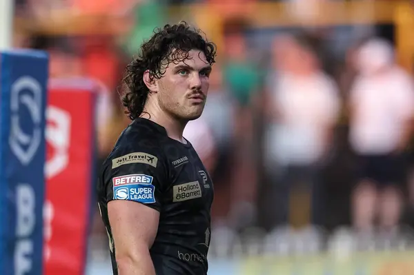 stock image Robbie Mulhern of Leigh Leopards during the Betfred Super League Round 20 match Castleford Tigers vs Leigh Leopards at The Mend-A-Hose Jungle, Castleford, United Kingdom, 1st August 2024