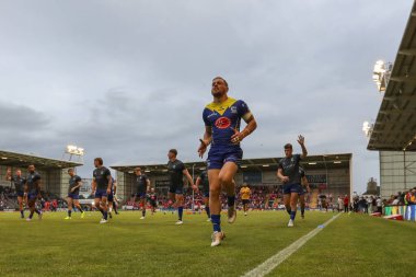 Warrington Wolves takımından Matt Dufty, 2 Ağustos 2024 'te Warrington Jones Stadyumu' nda oynanan Warrington Wolves vs Hull KR maçında oynanan Betfred Süper Lig 20.