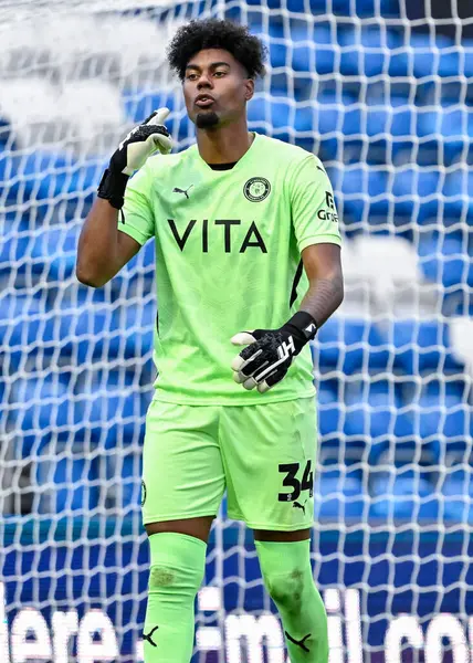 stock image Corey Addai of Stockport County during the Pre-season friendly match Stockport County vs Blackburn Rovers at Edgeley Park Stadium, Stockport, United Kingdom, 2nd August 2024