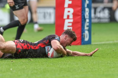 St. Helens takımından Jake Burns, 3 Ağustos 2024 'te MKM Stadyumu' nda oynanan 20. Betfred Süper Lig karşılaşmasında Hull FC 'ye karşı St Helens maçına çıkıyor.