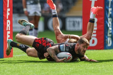 St. Helens takımından Daryl Clark, 3 Ağustos 2024 'te MKM Stadyumu' nda oynanan 20. Betfred Süper Lig karşılaşmasında Hull FC 'ye karşı St Helens maçına çıkıyor.
