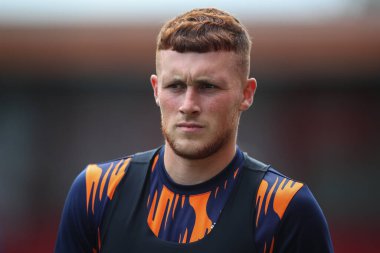 Blackpool 'dan Sonny Carey sezon öncesi hazırlık maçında Crewe Alexandra ve Blackpool' a karşı Alexandra Stadyumu, Crewe, İngiltere, 3 Ağustos 2024