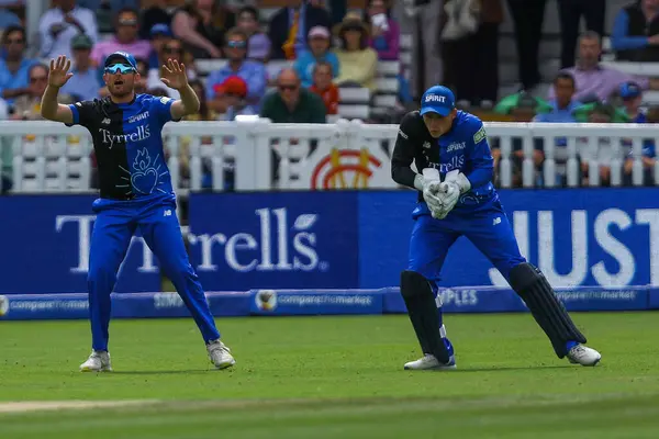 stock image Micheal Pepper of London Spirit catches the ball during the The Hundred match London Spirit Men vs Oval Invincibles at Lords, London, United Kingdom, 4th August 2024