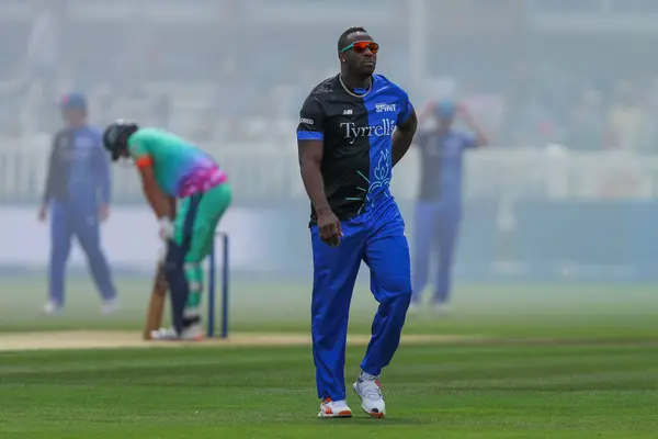 stock image Andre Russell of London Spirit looks on during the The Hundred match London Spirit Men vs Oval Invincibles at Lords, London, United Kingdom, 4th August 2024