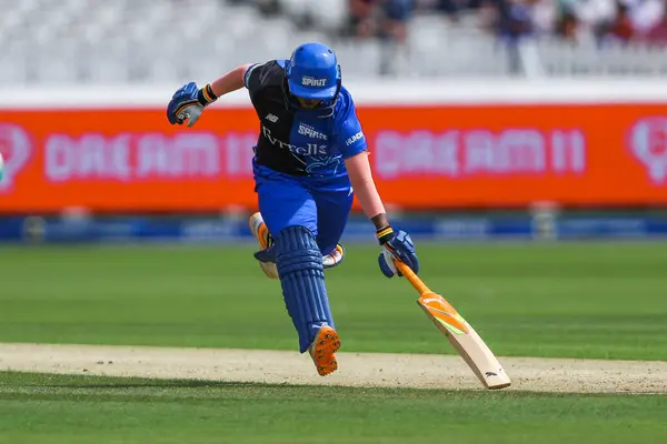 stock image Deepti Sharma of London Spirit reaches for the crease during the The Hundred match London Spirit Women vs Oval Invincibles Women at Lords, London, United Kingdom, 4th August 2024