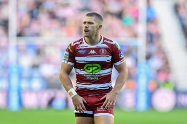 Wigan Warriors 'dan Ryan Hampshire Betfred Süper Lig maçı sırasında Wigan Warriors, DW Stadyumu' nda Leigh Leopards 'a karşı, 6 Ağustos 2024