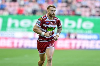 Wigan Warriors 'dan Adam Keighran, Betfred Süper Lig maçı sırasında Wigan Warriors, DW Stadyumu' nda Leigh Leopards 'a karşı, 6 Ağustos 2024