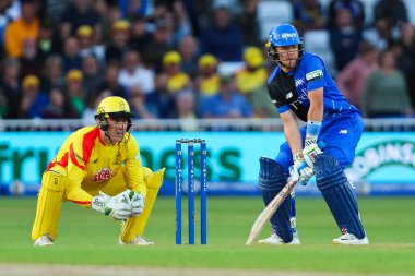 Londra Spirit 'ten Ollie Pope, The Hundred maçında Wicket' tan Bacak Trent Rockets, Londra Spirit 'e karşı Trent Bridge, Nottingham, İngiltere, 7 Ağustos 2024