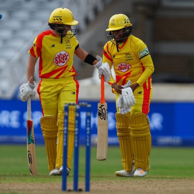 Trent Rockets 'ın Alana King' i, Trent Rockets 'ın Londra Ruh Kadınları' na karşı oynadığı Trent Bridge, Nottingham, İngiltere 'de 7 Ağustos 2024' te oynanan 100 Roket Maçı 'nın son maçında şaşkına döndü.