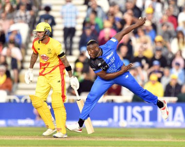 London Spirit 'ten Andre RUSSELL The Hundred maçında Trent Rockets, London Spirit' e karşı Trent Bridge, Nottingham, 6 Ağustos 2024