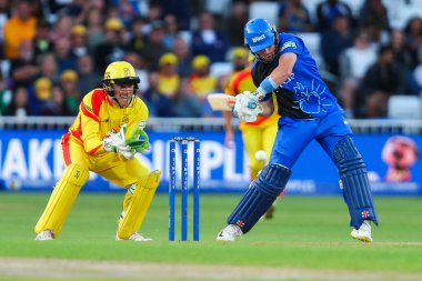 Londra Spirit 'ten Ollie Pope, Trent Rockets, Londra Spirit' e karşı Trent Bridge, Nottingham, İngiltere 'de 7 Ağustos 2024' te oynanan 100 maçında yarasaları yendi.