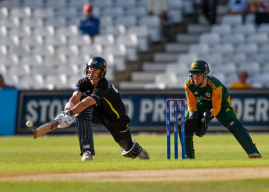 Ben CHARLESworTH Gloucestershire CCC vuruşu Royal London 1 günlük B Grubu maçı sırasında Nottinghamshire Gloucestershire 'a karşı Trent Bridge, Nottingham, İngiltere, 9 Ağustos 2024