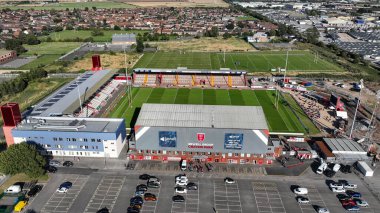 Sewell Group Craven Parkı sırasındaki hava görüntüsü Betfred Süper Lig 21. Raundu öncesinde Hull KR, Castleford Tigers 'a karşı 9 Ağustos 2024' te Sewell Group Craven Park, Kingston üzerine Hull, Birleşik Krallık