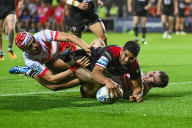 Salford Red Devils takımından Nene Macdonald, 8 Ağustos 2024 'te St Helens - Salford Red Devils arasında oynanan Betfred Süper Lig 21.