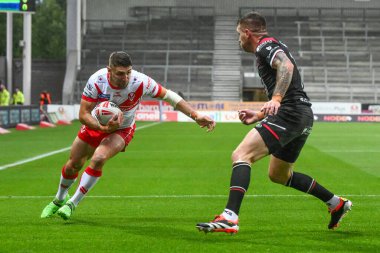 St. Helens takımından Tommy Makinson, St Helens - Salford Red Devils maçında 8 Ağustos 2024 'te St Helens, St. Helens, İngiltere' de oynanan Betfred Süper Lig karşılaşmasında ara verdi.