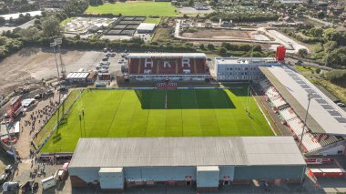 Sewell Group Craven Parkı sırasındaki hava görüntüsü Betfred Süper Lig 21. Raundu öncesinde Hull KR, Castleford Tigers 'a karşı 9 Ağustos 2024' te Sewell Group Craven Park, Kingston üzerine Hull, Birleşik Krallık