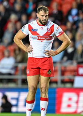 St. Helens 'den Alex Walmsley 21. Betfred Süper Lig Turu' nda St Helens - Salford Red Devils maçı sırasında St Helens, St Wicked Stadyumu, St Helens, İngiltere, 8 Ağustos 2024
