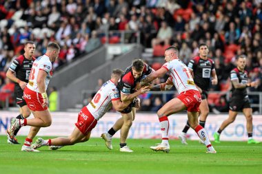 Salford Red Devils takımından Loghan Lewis, 28 Ağustos 2024 'te St Helens ile Salford Red Devils arasında oynanan Betfred Süper Lig 21.