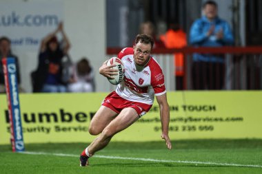 Hull KR 'dan Joe Burgess, Hull KR' dan Joe Burgess, 9 Ağustos 2024 'te İngiltere' nin Hull kentinde bulunan Sewell Group Craven Park 'ta oynanan Betfred Süper Lig 21. Raundu' nda, Hull KR Castleford Tigers 'a karşı oynanan karşılaşma için sahaya çıkıyor.