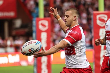 Hull KR 'dan Mikey Lewis, 9 Ağustos 2024' te İngiltere 'nin Hull kenti Kingston' da oynanan Sewell Group Craven Park 'ta oynanan 21.