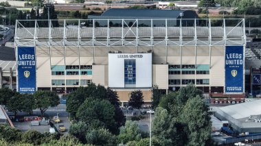 Elland Road 'un hava görüntüsü Sky Bet Şampiyonası öncesinde Leeds United' ın Portsmouth 'a karşı Elland Road, Leeds, İngiltere' de 10 Ağustos 2024 'te oynadığı maç.