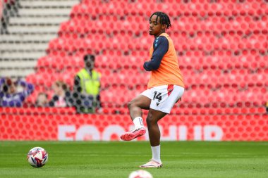 Stoke City 'den Niall Ennis, 10 Ağustos 2024' te Stoke City ile Coventry City arasındaki maç öncesinde Stoke City, Stoke-on-Trent, Birleşik Krallık 'ta oynanan maç öncesi ısınma maçında...