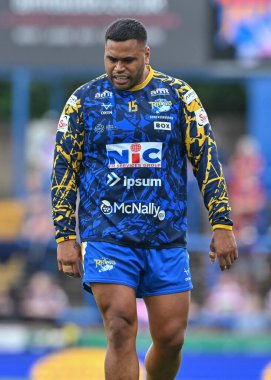 Leeds Rhinos takımından Sam Lisone, 10 Ağustos 2024 'te Leeds Stadyumu' nda oynanan 21. Betfred Süper Lig karşılaşması öncesinde ısınıyor.