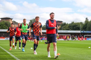 Blackpool 'dan James Husband 10 Ağustos 2024' te İngiltere 'nin Broadfield Stadyumu' nda oynanan Crawley Town-Blackpool maçı öncesinde oynanan maç öncesi ısınma maçında...