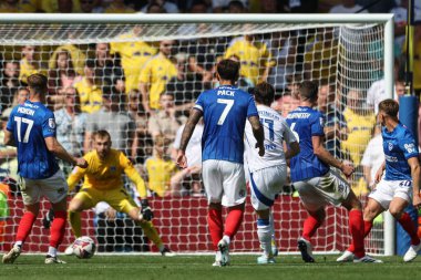 Leeds United takımından Brenden Aaronson, 10 Ağustos 2024 'te Leeds Road, İngiltere' de oynanan Sky Bet Şampiyonası maçında 3-3 öne geçti.