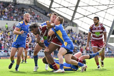 Wigan Warriors 'dan Junior Nsemba, 10 Ağustos 2024' te Headingley Stadyumu, Leeds, İngiltere 'de oynanan Betfred Süper Lig 21. Round karşılaşmasında yenilmiştir.