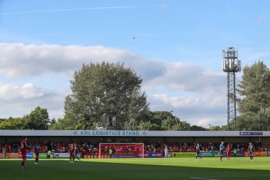 Blackpool taraftarları 10 Ağustos 2024 'te Crawley Town - Blackpool maçı sırasında Broadfield Stadyumu, Crawley, İngiltere