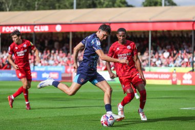 Blackpool 'dan Kyle Joseph 10 Ağustos 2024' te Crawley Town - Blackpool maçında Broadfield Stadyumu, Crawley, İngiltere