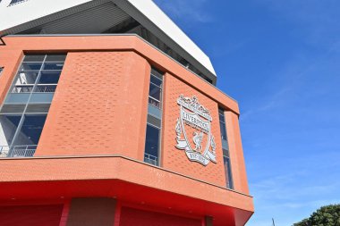 Anfield 'in Anfield, Liverpool, İngiltere' de oynanan Liverpool-Sevilla maçı öncesinde genel dış görünüşü