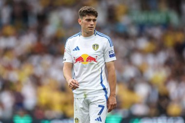 Leeds United takımından Dan James 10 Ağustos 2024 'te Leeds Road, Leeds, İngiltere' de Leeds United ve Portsmouth maçında karşılaştı.