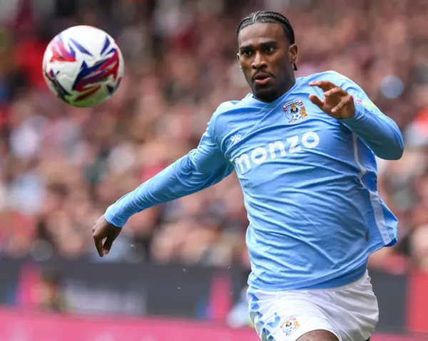 stock image Haji Wright of Coventry City in action during the Sky Bet Championship match Stoke City vs Coventry City at Bet365 Stadium, Stoke-on-Trent, United Kingdom, 10th August 2024