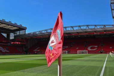 Anfield 'ın Anfield, Liverpool, Liverpool, İngiltere' de 11 Ağustos 2024 tarihinde oynanan Liverpool-Sevilla maçı öncesinde genel bir görüntüsü