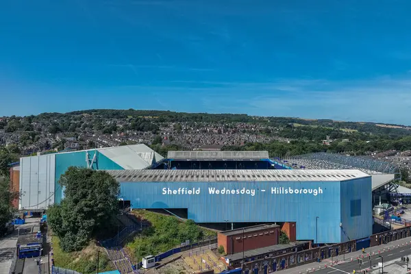 stock image An aerial view of Hillsborough ahead of the Sky Bet Championship match Sheffield Wednesday vs Plymouth Argyle at Hillsborough, Sheffield, United Kingdom, 11th August 2024