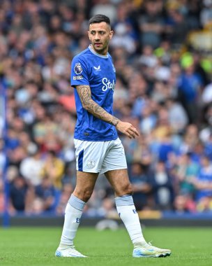 Everton 'dan Dwight McNeil Premier League maçı sırasında Everton, Brighton ve Hove Albion' a karşı Goodison Park, Liverpool, Birleşik Krallık, 17 Ağustos 2024