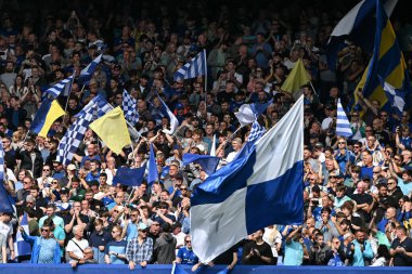 Everton taraftarları Premier Lig maçı öncesinde Goodison Park, Liverpool, İngiltere 'de Everton ve Hove Albion' a karşı 17 Ağustos 2024 'te oynanacak.