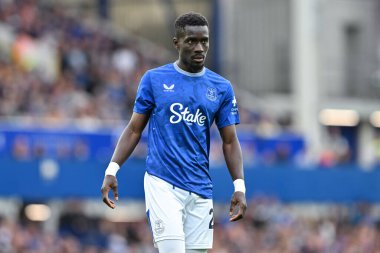 Everton 'dan İdrissa Gueye Premier Lig karşılaşmasında Everton, Brighton ve Hove Albion' a karşı Goodison Park, Liverpool, Birleşik Krallık, 17 Ağustos 2024
